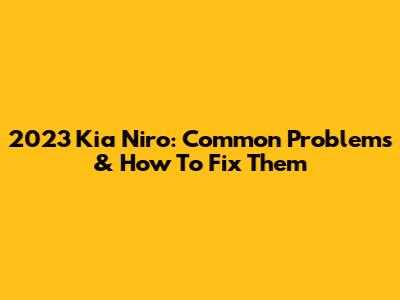 2023 Kia Niro: Common Problems & How To Fix Them