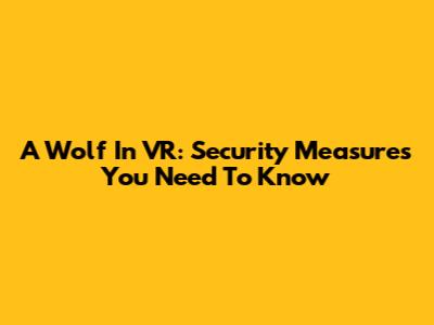 A Wolf In VR: Security Measures You Need To Know