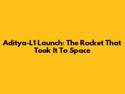 Aditya-L1 Launch: The Rocket That Took It To Space