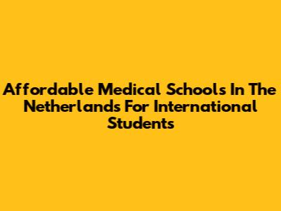 Affordable Medical Schools In The Netherlands For International Students