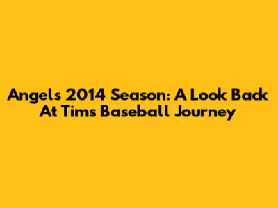 Angels 2014 Season: A Look Back At Tim's Baseball Journey