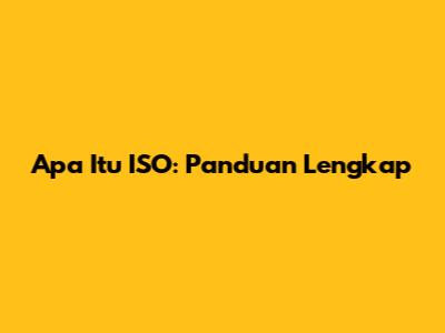 Apa Itu ISO: Panduan Lengkap