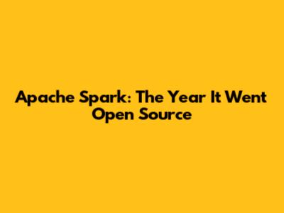 Apache Spark: The Year It Went Open Source