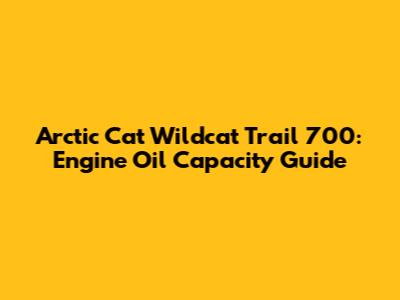 Arctic Cat Wildcat Trail 700: Engine Oil Capacity Guide