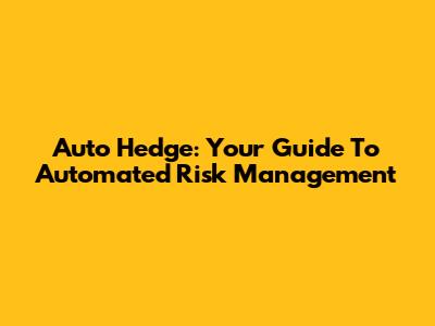 Auto Hedge: Your Guide To Automated Risk Management