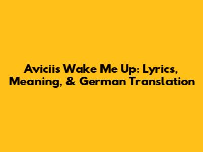 Avicii's 'Wake Me Up': Lyrics, Meaning, & German Translation