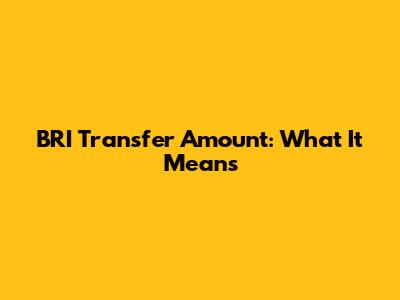 BRI Transfer Amount: What It Means
