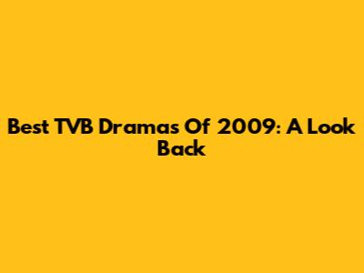 Best TVB Dramas Of 2009: A Look Back