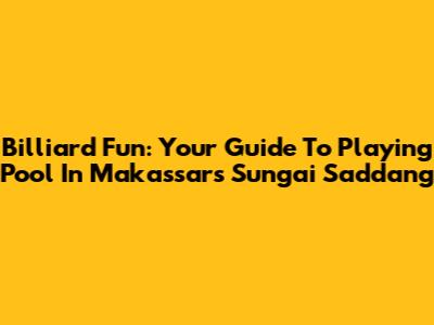 Billiard Fun: Your Guide To Playing Pool In Makassar's Sungai Saddang