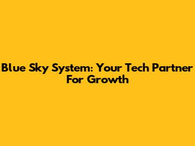 Blue Sky System: Your Tech Partner For Growth
