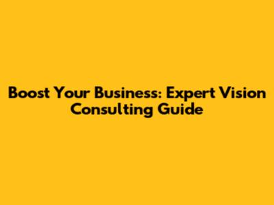 Boost Your Business: Expert Vision Consulting Guide