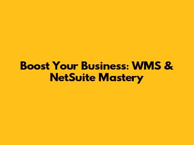 Boost Your Business: WMS & NetSuite Mastery
