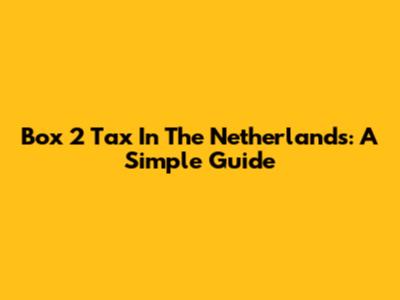 Box 2 Tax In The Netherlands: A Simple Guide