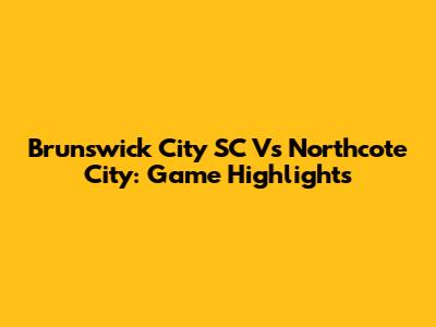 Brunswick City SC Vs Northcote City: Game Highlights