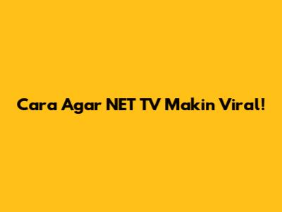 Cara Agar NET TV Makin Viral!