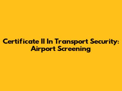 Certificate II In Transport Security: Airport Screening