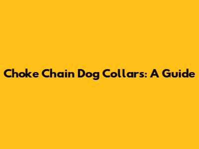 Choke Chain Dog Collars: A Guide