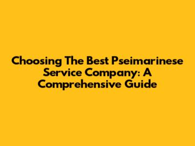 Choosing The Best Pseimarinese Service Company: A Comprehensive Guide