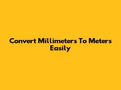 Convert Millimeters To Meters Easily