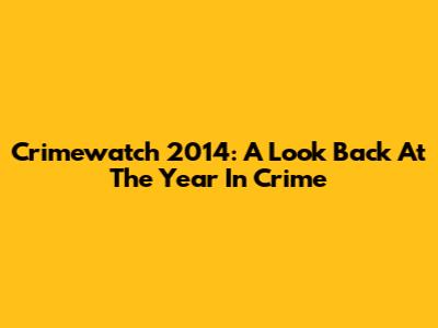 Crimewatch 2014: A Look Back At The Year In Crime