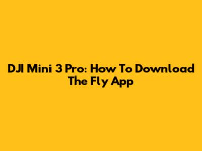 DJI Mini 3 Pro: How To Download The Fly App