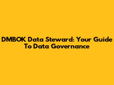 DMBOK Data Steward: Your Guide To Data Governance