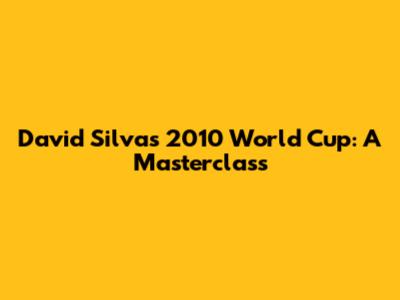 David Silva's 2010 World Cup: A Masterclass
