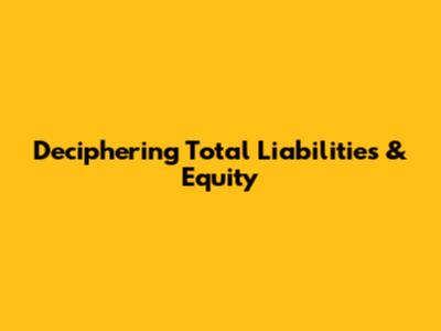 Deciphering Total Liabilities & Equity