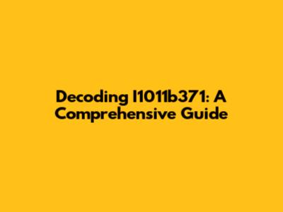 Decoding I1011b371: A Comprehensive Guide