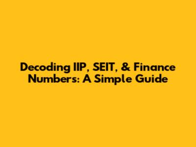 Decoding IIP, SEIT, & Finance Numbers: A Simple Guide