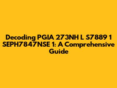 Decoding PGIA 273NH L S7889 1 SEPH7847NSE 1: A Comprehensive Guide