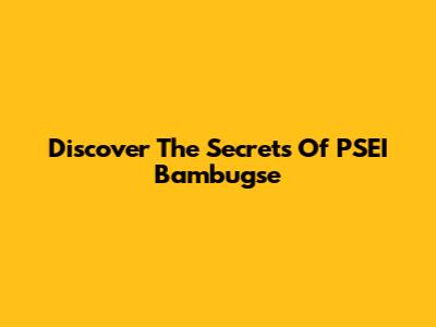 Discover The Secrets Of PSEI Bambugse