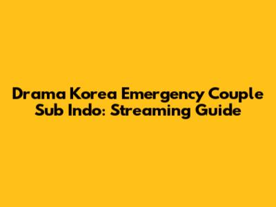 Drama Korea Emergency Couple Sub Indo: Streaming Guide