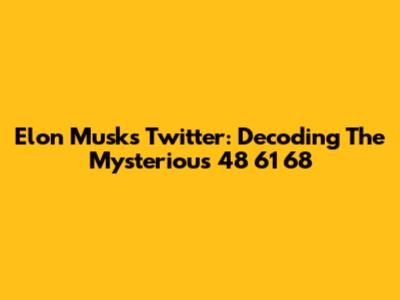 Elon Musk's Twitter: Decoding The Mysterious '48 61 68'