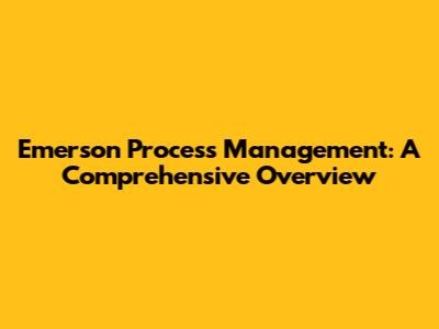 Emerson Process Management: A Comprehensive Overview