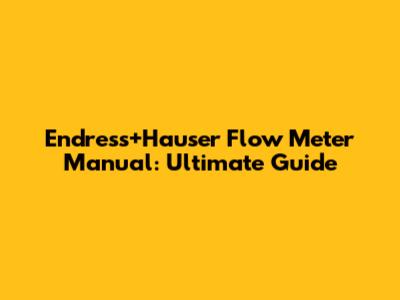 Endress+Hauser Flow Meter Manual: Ultimate Guide