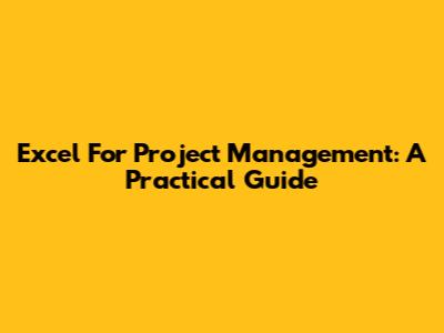 Excel For Project Management: A Practical Guide