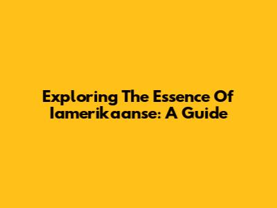 Exploring The Essence Of Iamerikaanse: A Guide