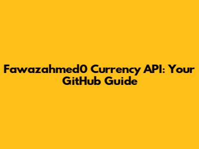 Fawazahmed0 Currency API: Your GitHub Guide