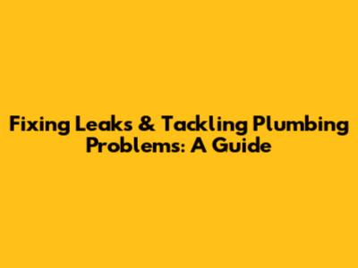Fixing Leaks & Tackling Plumbing Problems: A Guide