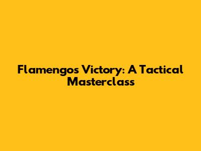 Flamengo's Victory: A Tactical Masterclass