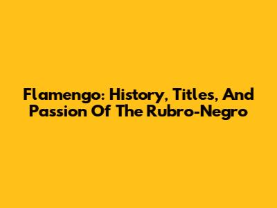 Flamengo: History, Titles, And Passion Of The Rubro-Negro