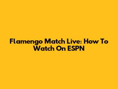 Flamengo Match Live: How To Watch On ESPN