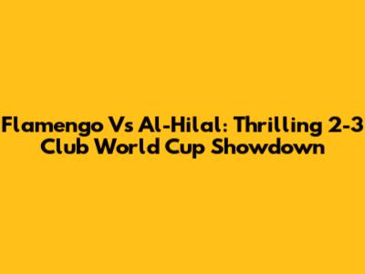 Flamengo Vs Al-Hilal: Thrilling 2-3 Club World Cup Showdown