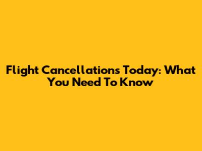 Flight Cancellations Today: What You Need To Know