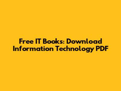 Free IT Books: Download Information Technology PDF