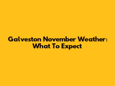 Galveston November Weather: What To Expect