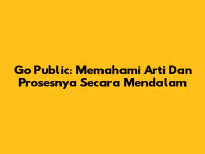 Go Public: Memahami Arti Dan Prosesnya Secara Mendalam