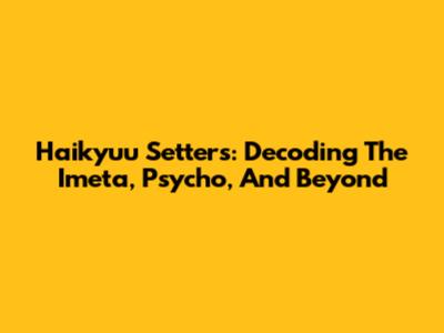 Haikyuu Setters: Decoding The Imeta, Psycho, And Beyond