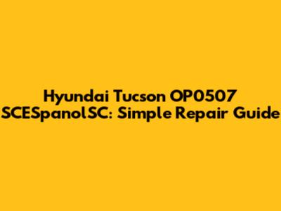 Hyundai Tucson OP0507 SCESpanolSC: Simple Repair Guide
